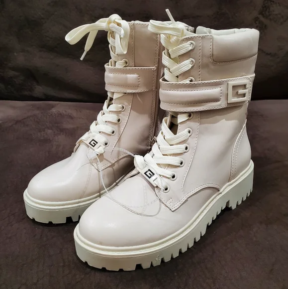 Guess Shoes Guess Ivory Combat Boots Poshmark